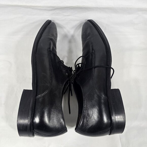 Giorgio Brutini Oxford Dress Shoes Men Size 9 Black Leather Square Toe Lace Up - Picture 6 of 9